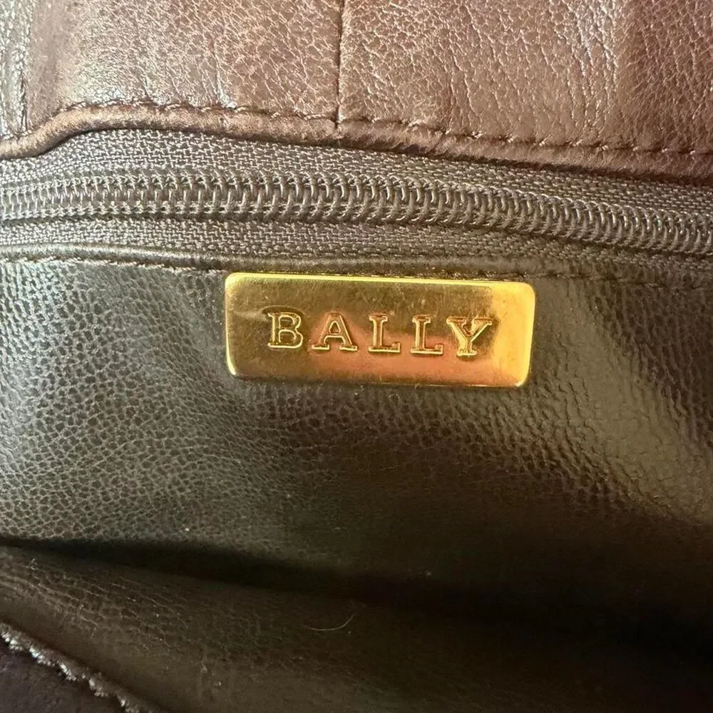 Bally Brown Quilted Leather Chain Shoulder Tote Bag Gold Hardware Large